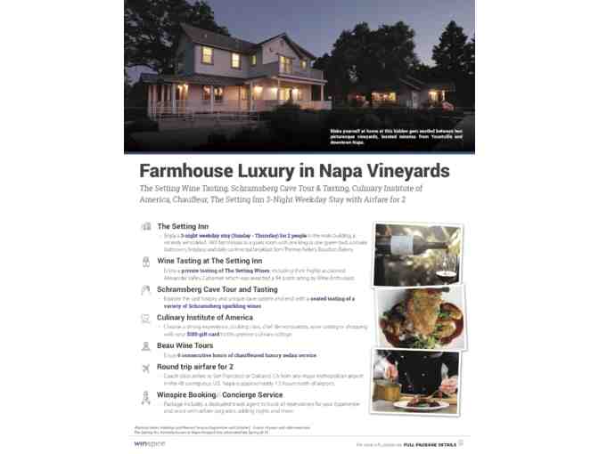 Farmhouse Luxury in Napa Vineyards with air fare for 2