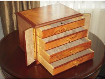 Agresti Maple Burl 'His or Hers' Jewelry Box with gold-tone hardware and keys