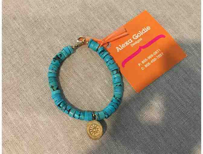 Alexa Goldie Designs - $79  Turquoise Slice Bracelet With Flower Charm