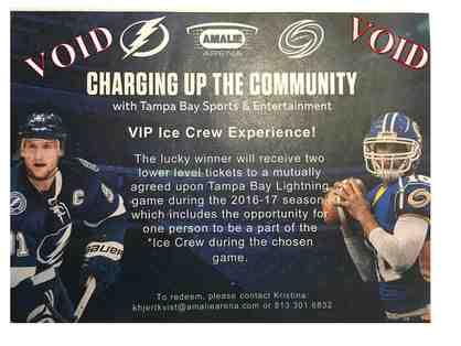 VIP Ice Crew Experience with 2 lower-level tickets to a Tampa Bay Lightning Game