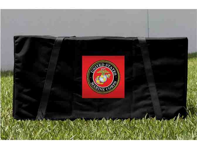 Deluxe Marine Corps Cornhole Set with Custom Bags and Carrying Case