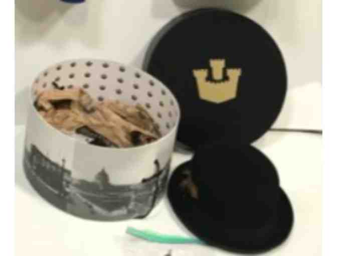 Feathered hat and hat box