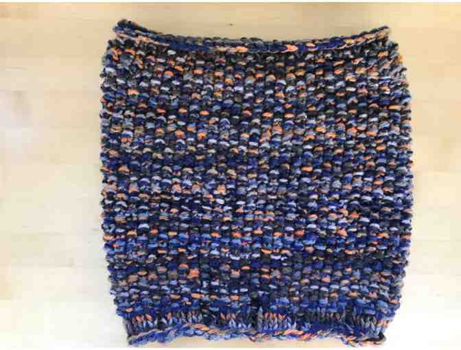 Scarves of Love - Grey, Blue and Orange Cowl Scarf