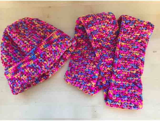 Scarves of Love - Pink Multicolor Hat and Scarf Set