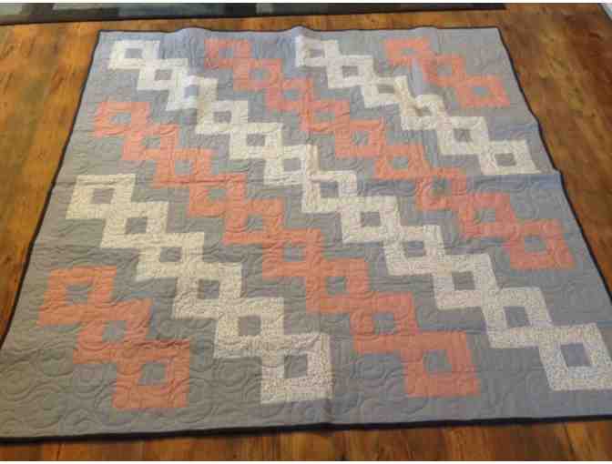 Lap Size Quilt - Grey and Salmon
