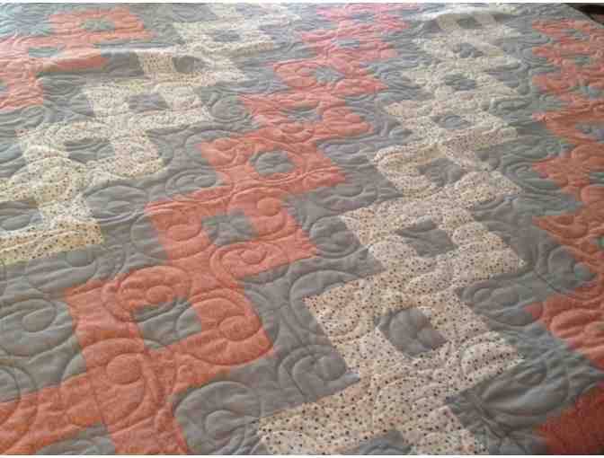 Lap Size Quilt - Grey and Salmon