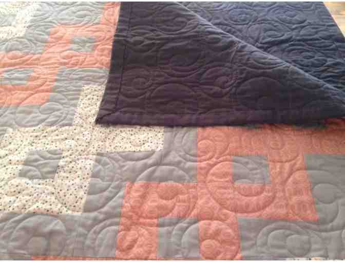 Lap Size Quilt - Grey and Salmon
