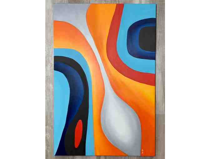 Abstract Art in Orange, Gray and Blue - Photo 3