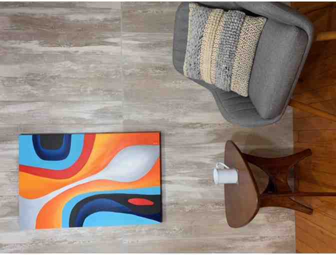 Abstract Art in Orange, Gray and Blue