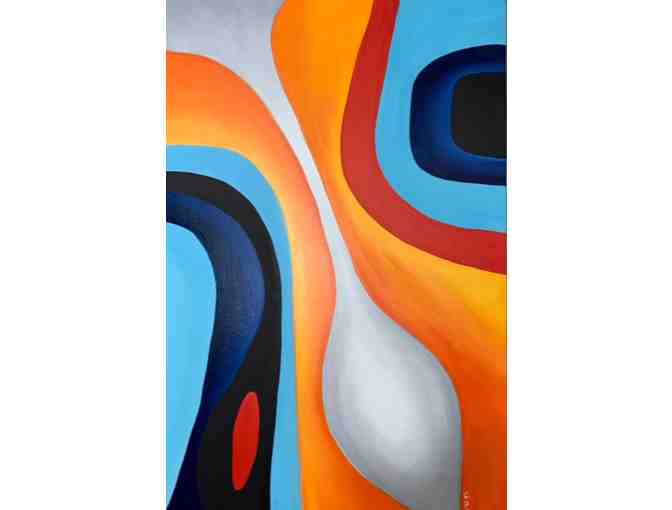 Abstract Art in Orange, Gray and Blue