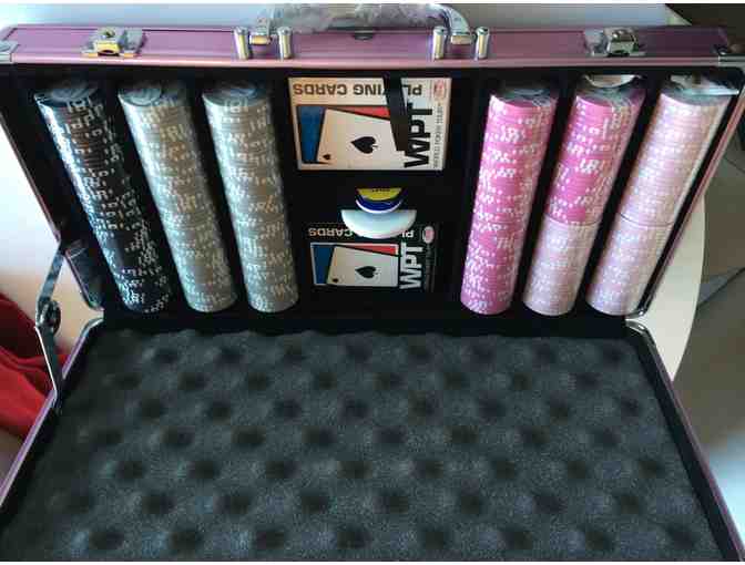 WPT Ladies Final Table Pink Poker Briefcase with matching Chips signed by Kimberly Lansing