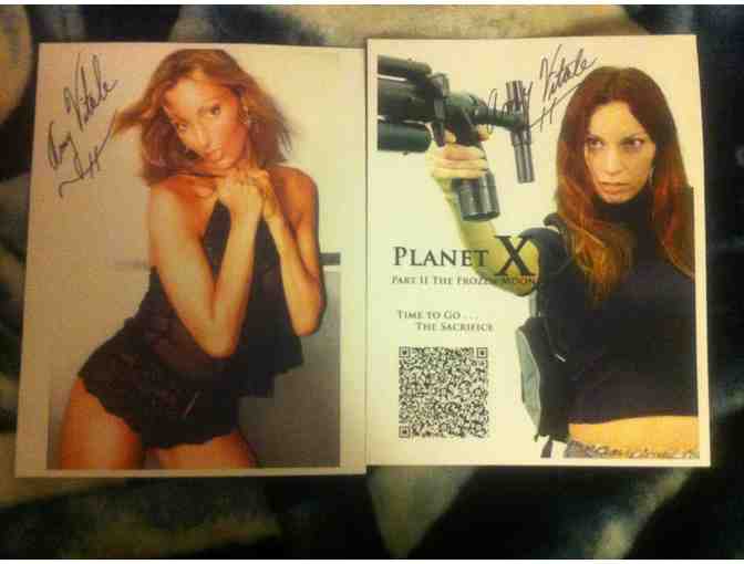 3 autograph pictures of actress, model, and wrestler Amy Vitale