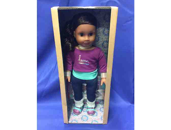 American Girl Doll with Monte jumper and 2 Alice in Wonderland dresses