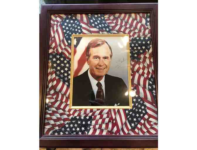 Framed Autographed George H W Bush Color Photograph