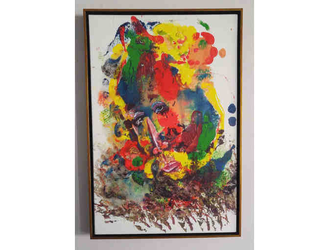 Framed enhanced giclee on canvas by Cheryl J. Blodgett titled Clown