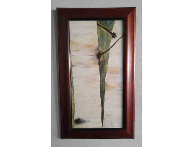 Framed watercolor painting by Mary Bommarito titled Just a Couple of Old Birches