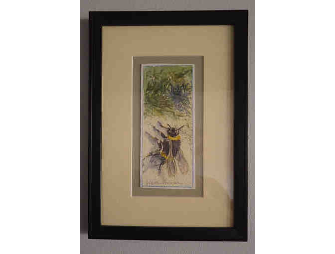 Framed watercolor by Judith Thumser titled BZZZ
