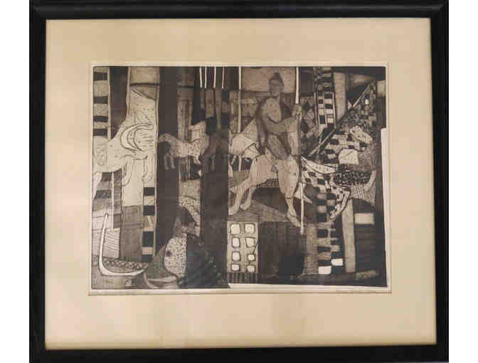 Framed Intaglio Print dated 1952 by Harry Brorby