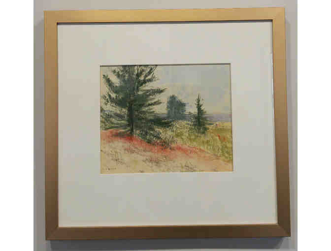 Framed pastel painting by Bonnie Osborne titled Petersen Beach Trees