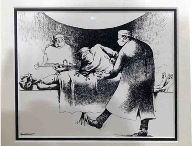 Set of four sly, humorous prints about surgery