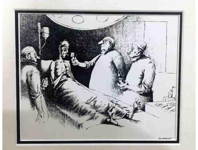 Set of four sly, humorous prints about surgery