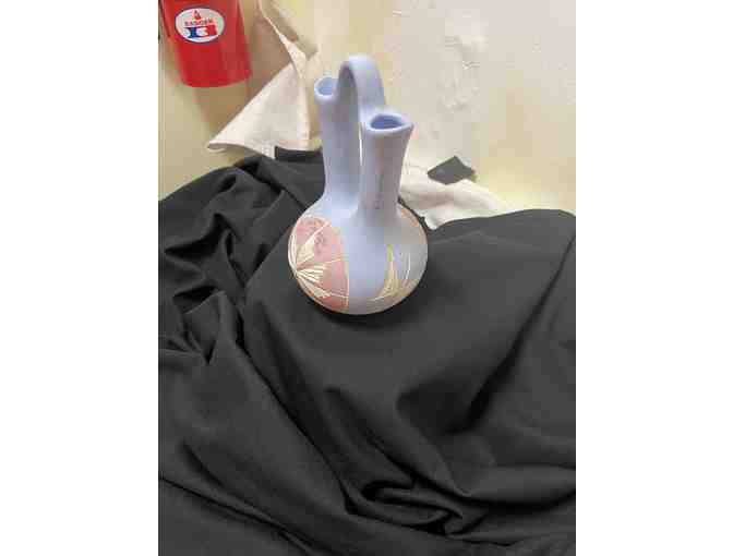 Blue white ware vase simple sunrise design