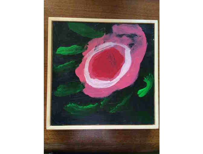 Flower Painting Acrylic on Wood by Mia Nakamura