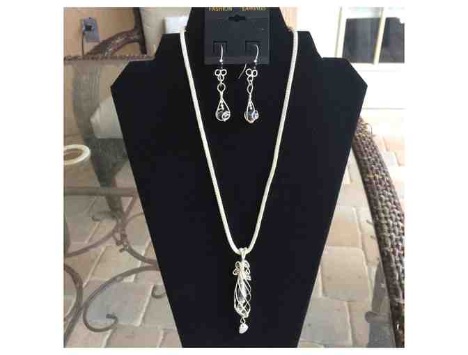 Handcrafted Wire Wrapped Crystal Necklace and Earrings