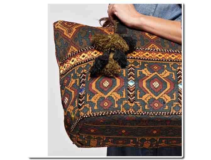 Tapestry Beaded Trim Tote Bag