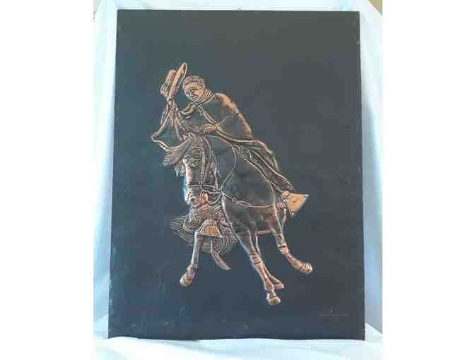 3 Chalan on Horse Carved Copper art work - Photo 2