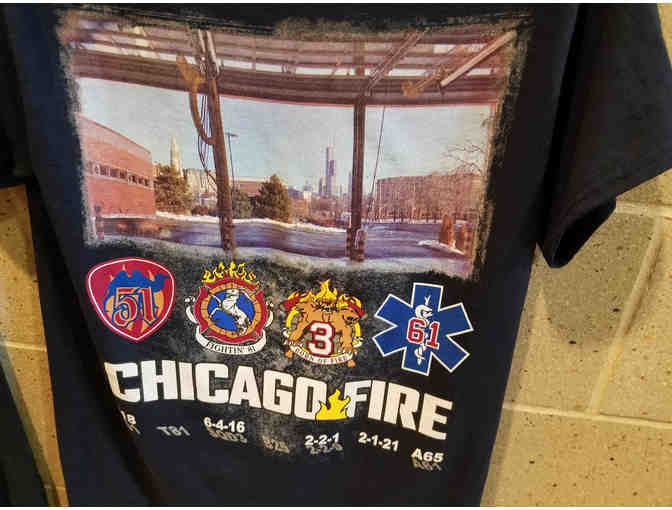 Chicago Fire TV Show - Tshirt autographed by cast, firehouse tour & lunch for 4