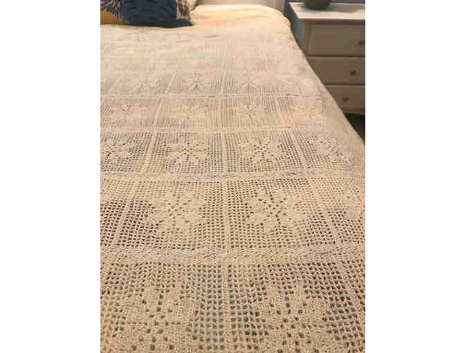 Hand-Crocheted Antique/Vintage Bedspread (or Table Cloth)