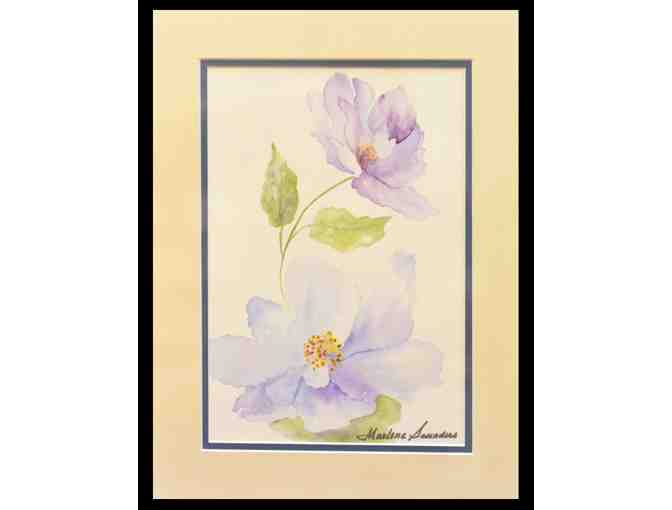 Two Framed Floral Displays in Watercolors by Local Artist Marlene Saunders
