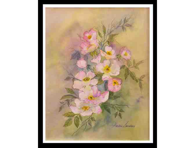 Two Framed Floral Displays in Watercolors by Local Artist Marlene Saunders