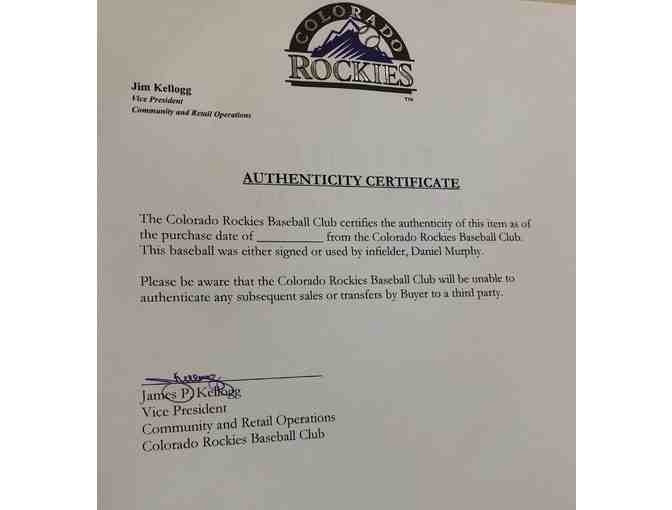 Autographed Colorado Rockies Baseball - Daniel Murphy