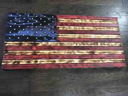 Handmade Rustic Wood-Burned American Flag