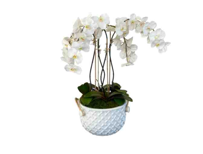 Barclay Butera Interiors Bamboo Vessel with 4 Faux Orchids