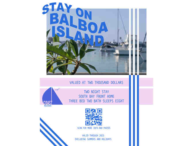 Stay on Balboa Island- Two Night Stay- South Bayfront Home