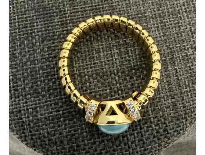 Adina Eden Pave Accented Colored Stone Ridged Ring - Photo 2