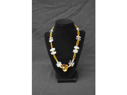 A Beautiful Amber Glass and Crystal Necklace