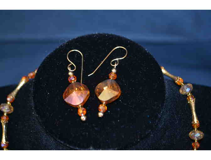 Stunning Amber Crystal Necklace and Earring Set