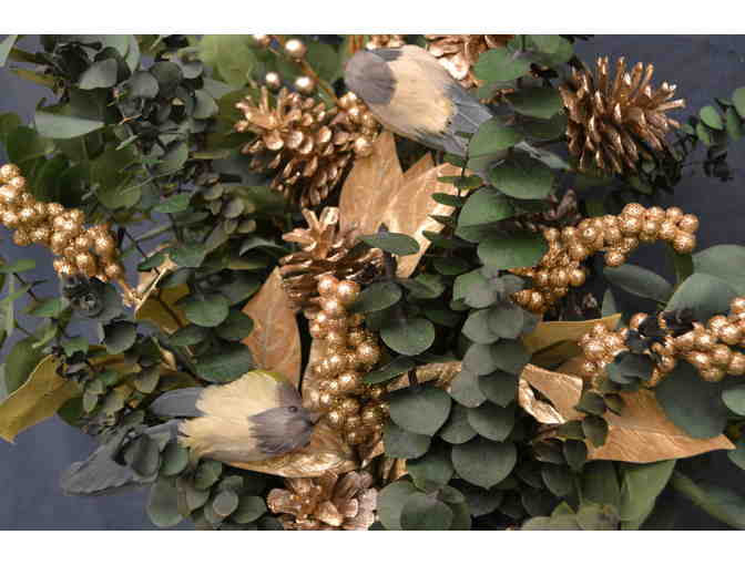 Holiday Eucalyptus Floral Arrangement in Silver Vase
