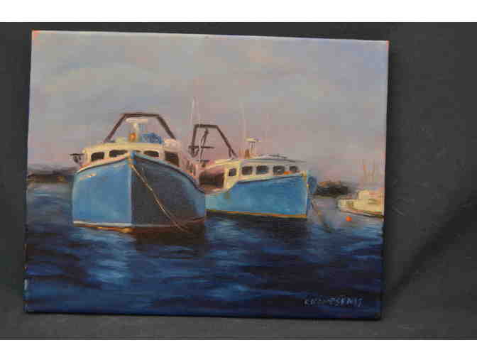 'Blue Boats' Painting