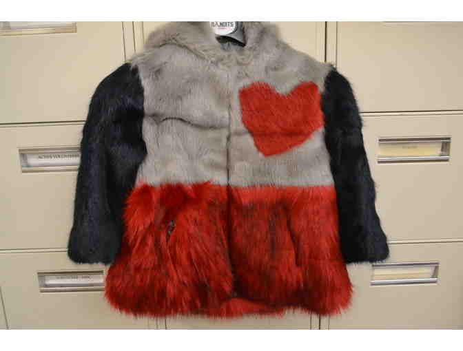 Children's Faux Fur Black, Grey and Red Coat - Photo 1