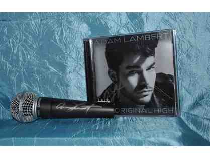 ADAM LAMBERT AUTOGRAPHED MICROPHONE AND CD