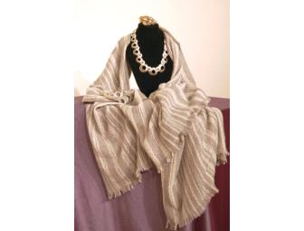 Lady's Calvin Klein Cashmere Shawl with Silver-toned Necklace