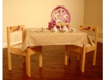 Charming Children's 'Tea For Two' Table, Chairs & China Tea Set