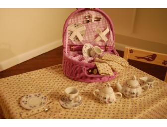 Charming Children's 'Tea For Two' Table, Chairs & China Tea Set
