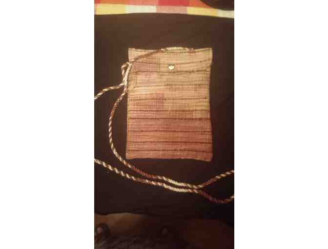 Narda's brand Brown striped purse-Philippines