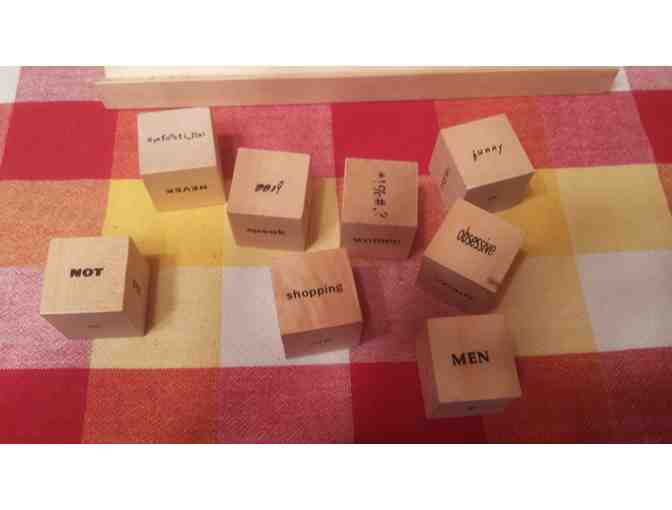 Wooden Poetry Blocks and holder